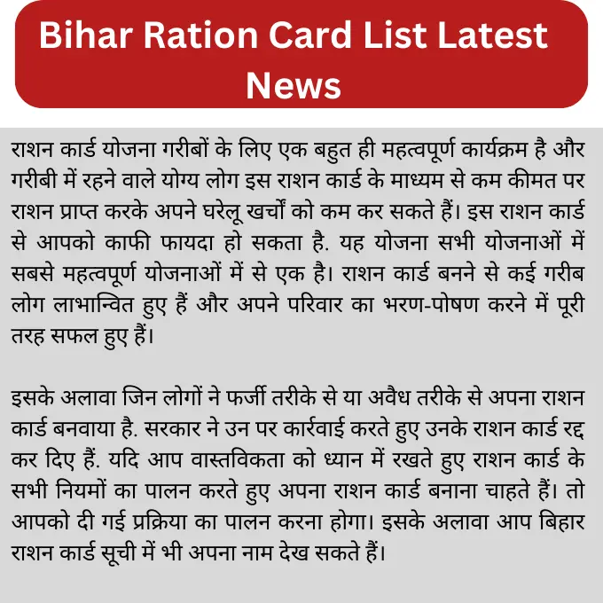 Bihar Ration Card List