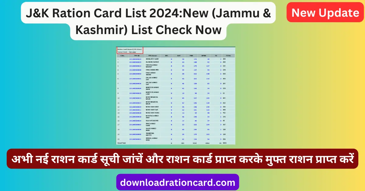 New J&K Ration Card List 2024: (Jammu & Kashmir) Check Now